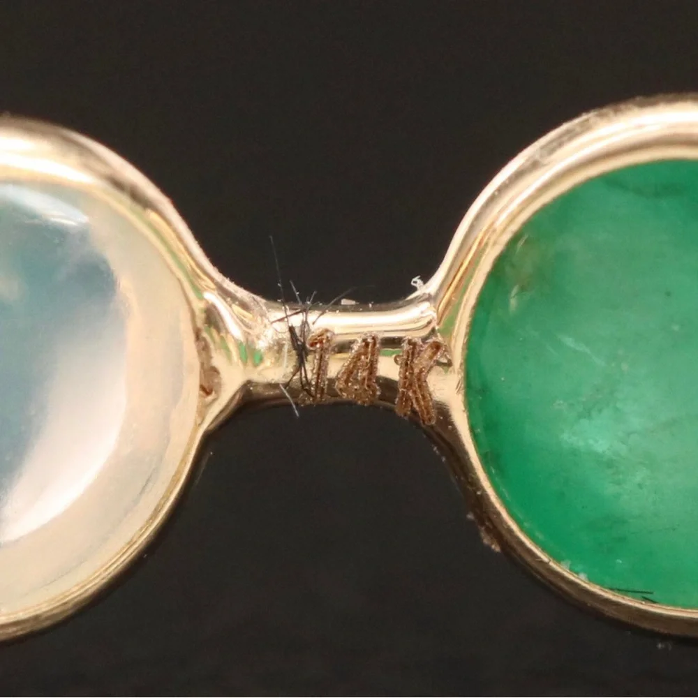 14kt Yellow Gold Emerald & Opal Eternity Band - Picture 6 of 7